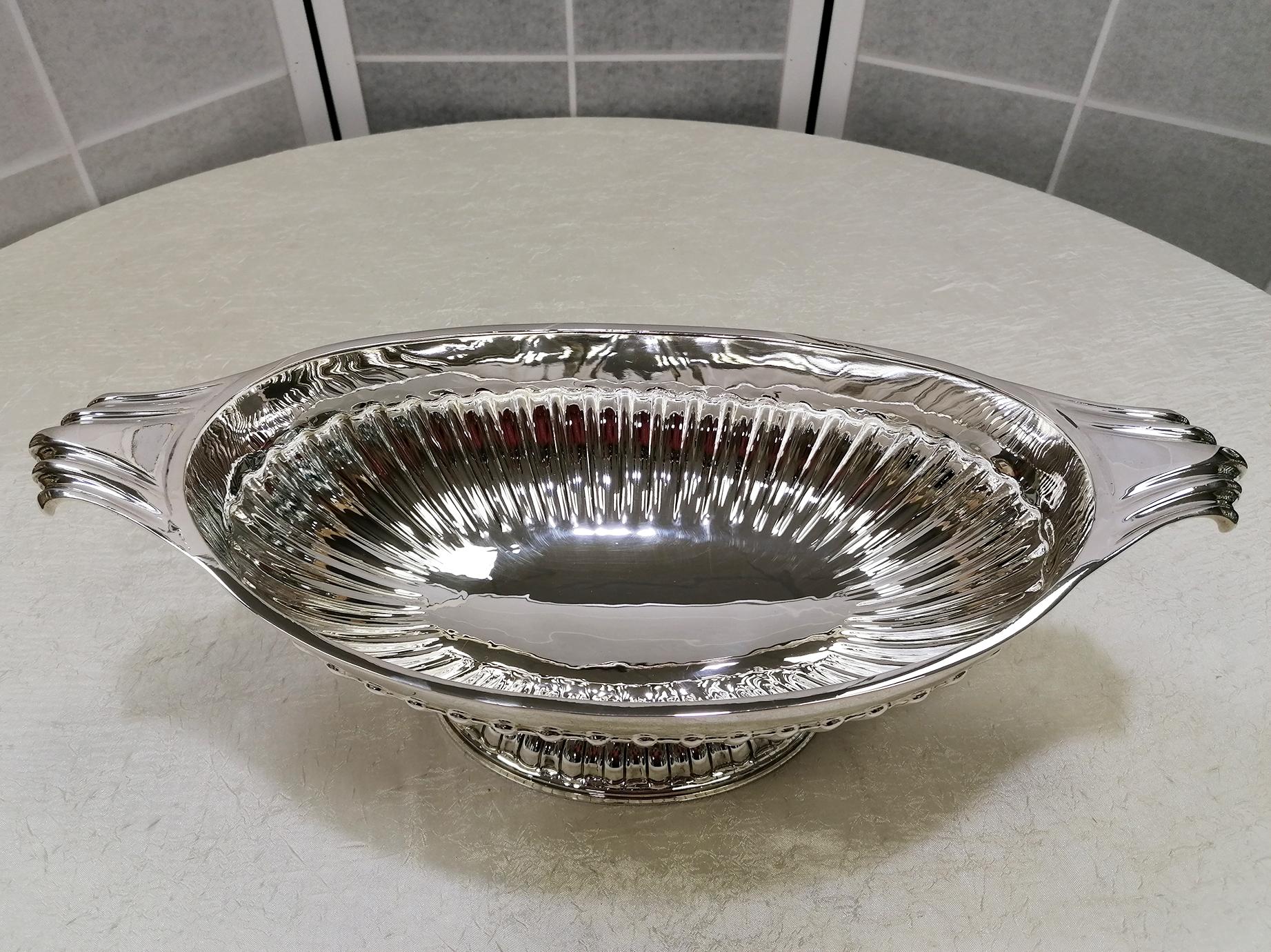 Late 20th Century 20th Century Italian Solid Silver Jatte with Handles and Base