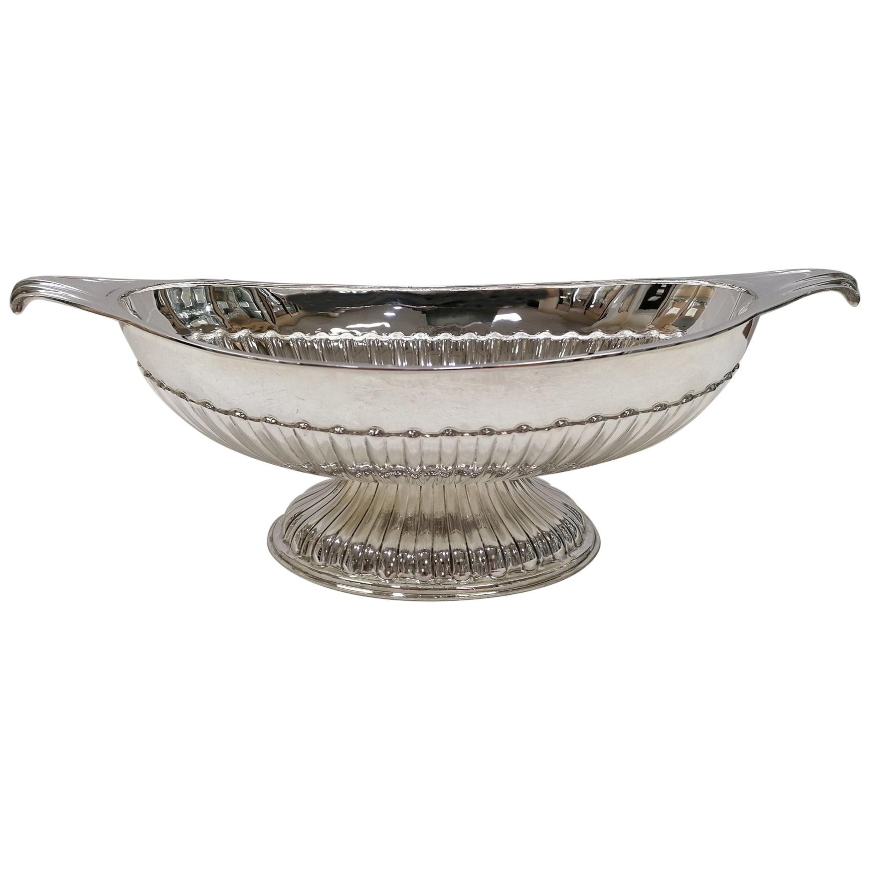 20th Century Italian Solid Silver Jatte with Handles and Base
