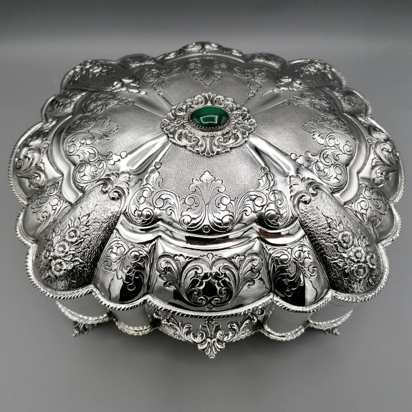20th Century Italian Solid Silver Jewelery Box Baroque Style For Sale 1