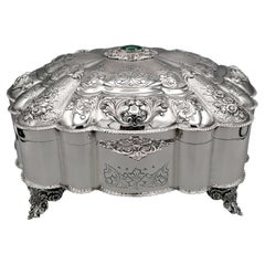 20th Century Italian Solid Silver Jewelery Box Baroque Style