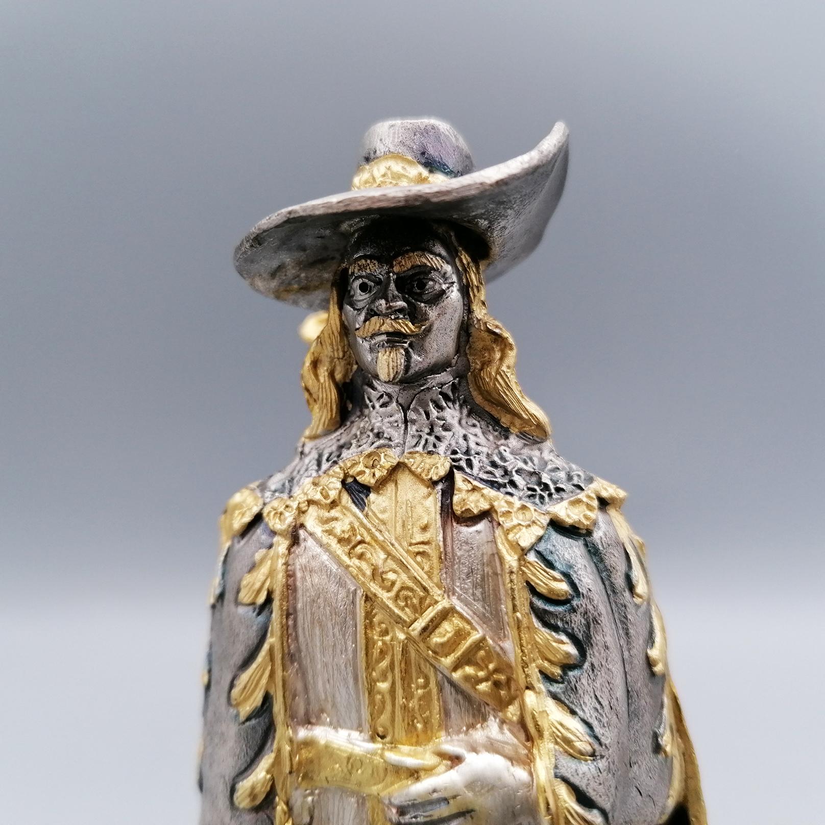 20th Century Italian Solid Silver Miniature Reproducing D'artagnan For Sale 4