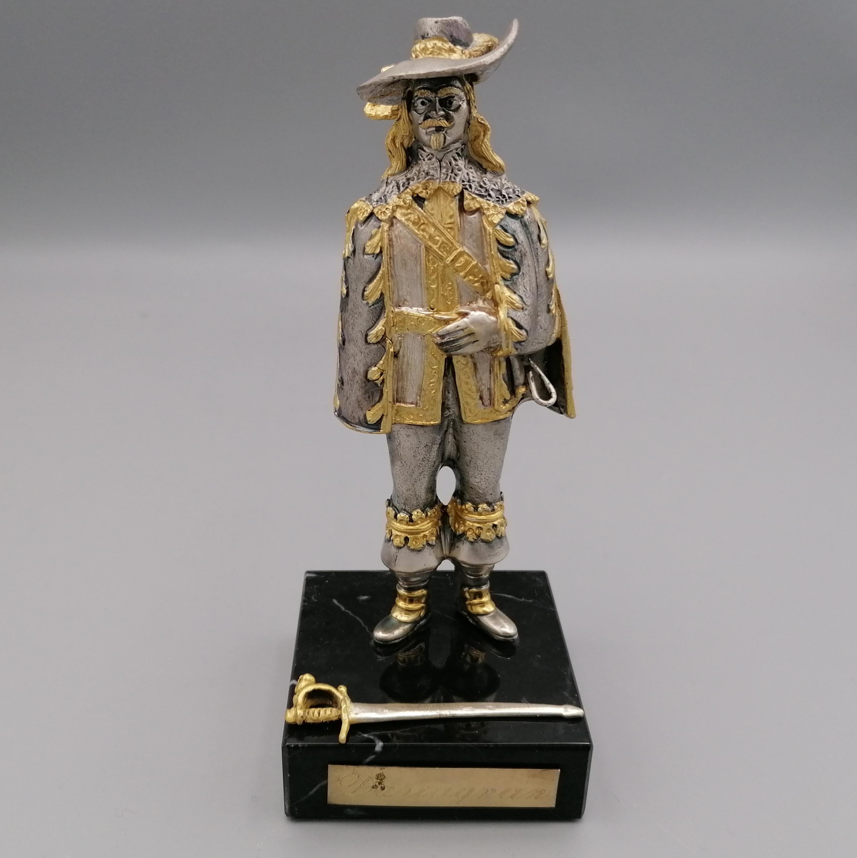 20th Century Italian Solid Silver Miniature Reproducing D'artagnan For Sale 8