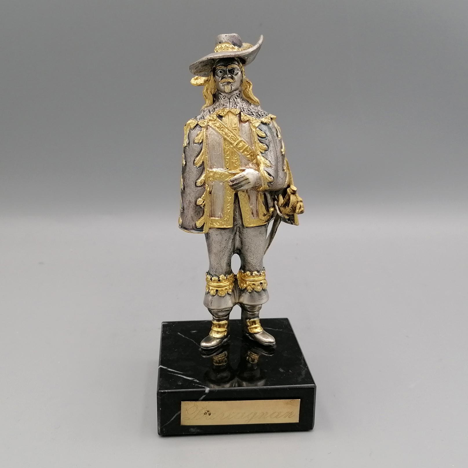 20th Century Italian Solid Silver Miniature Reproducing D'artagnan For Sale 10