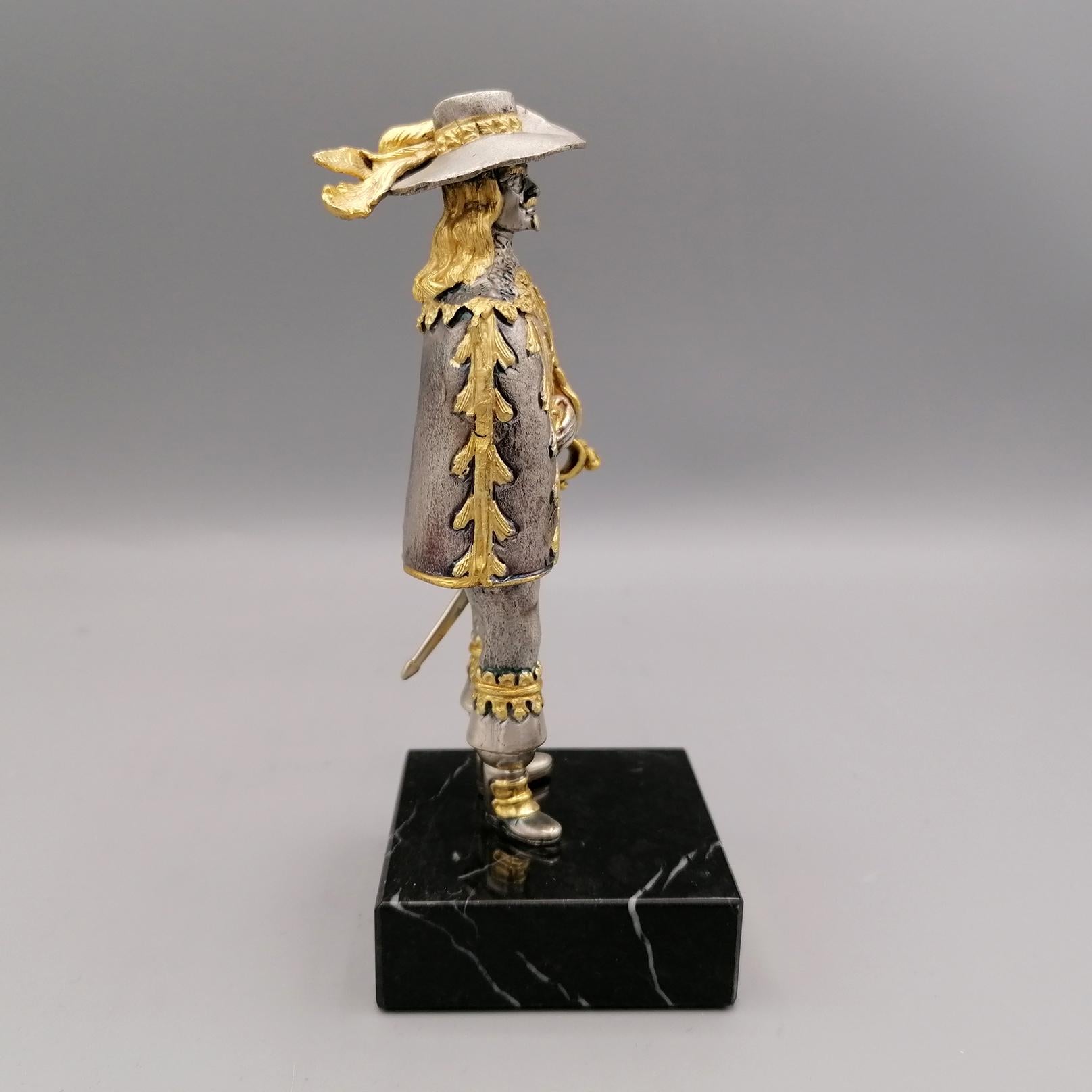 Miniatura in argento massiccio del 20° secolo che riproduce D'artagnan In condizioni ottime in vendita a VALENZA, IT