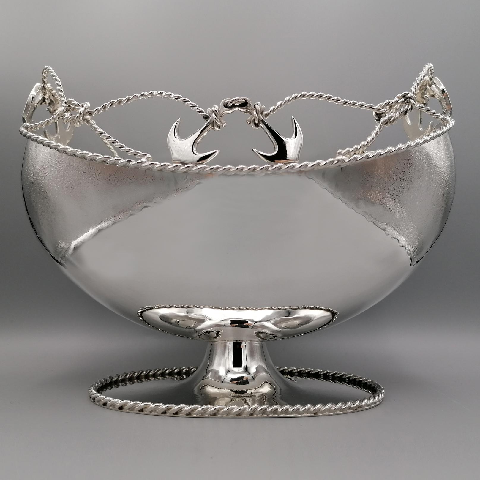 Contemporary 20th Century Italian Solid Silver Oval Centrepiece 