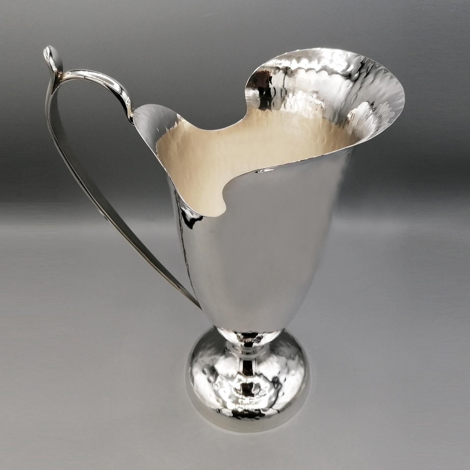 20th Century Italian Solid Silver Pitcher, Water Jug For Sale 7