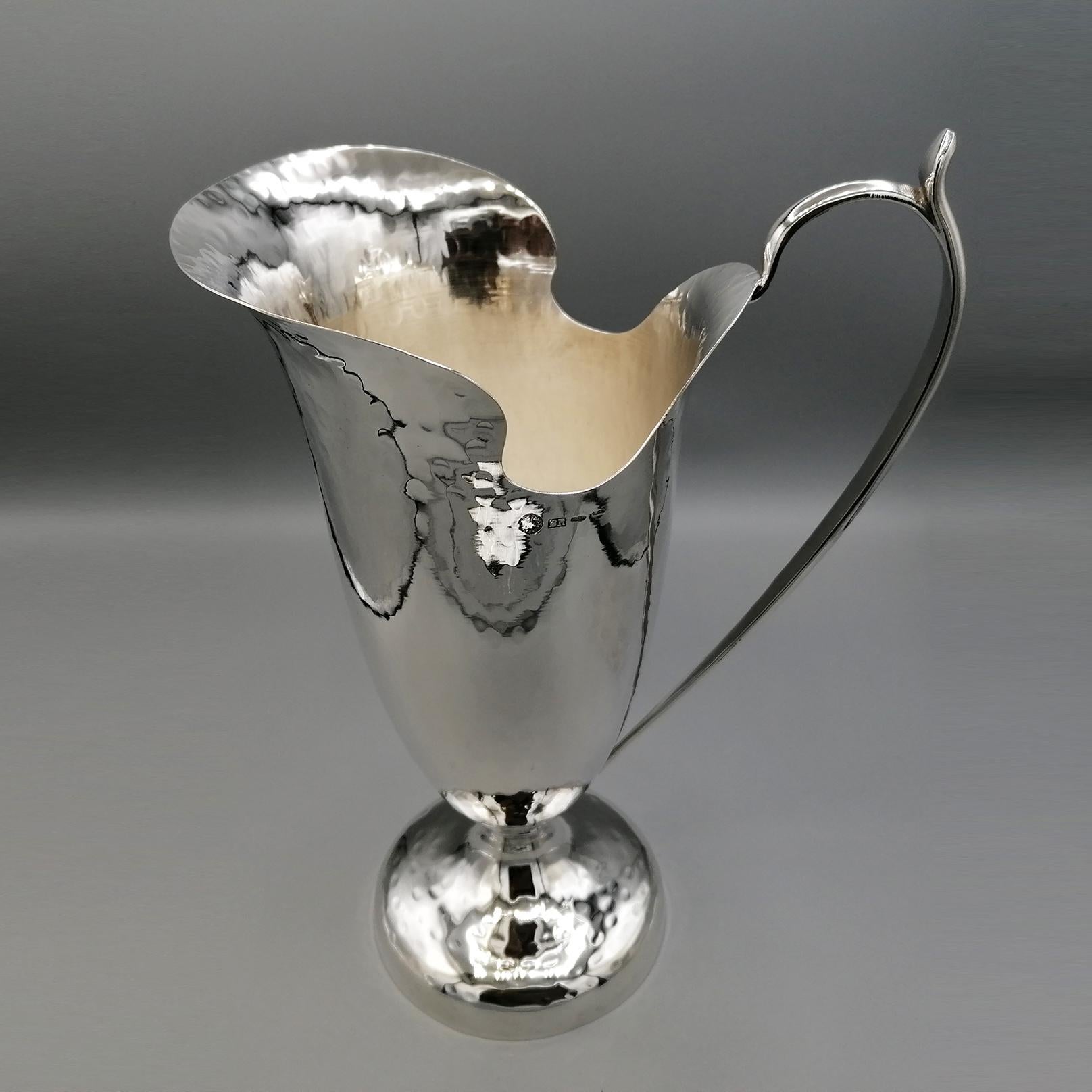 20th Century Italian Solid Silver Pitcher, Water Jug In Excellent Condition For Sale In VALENZA, IT