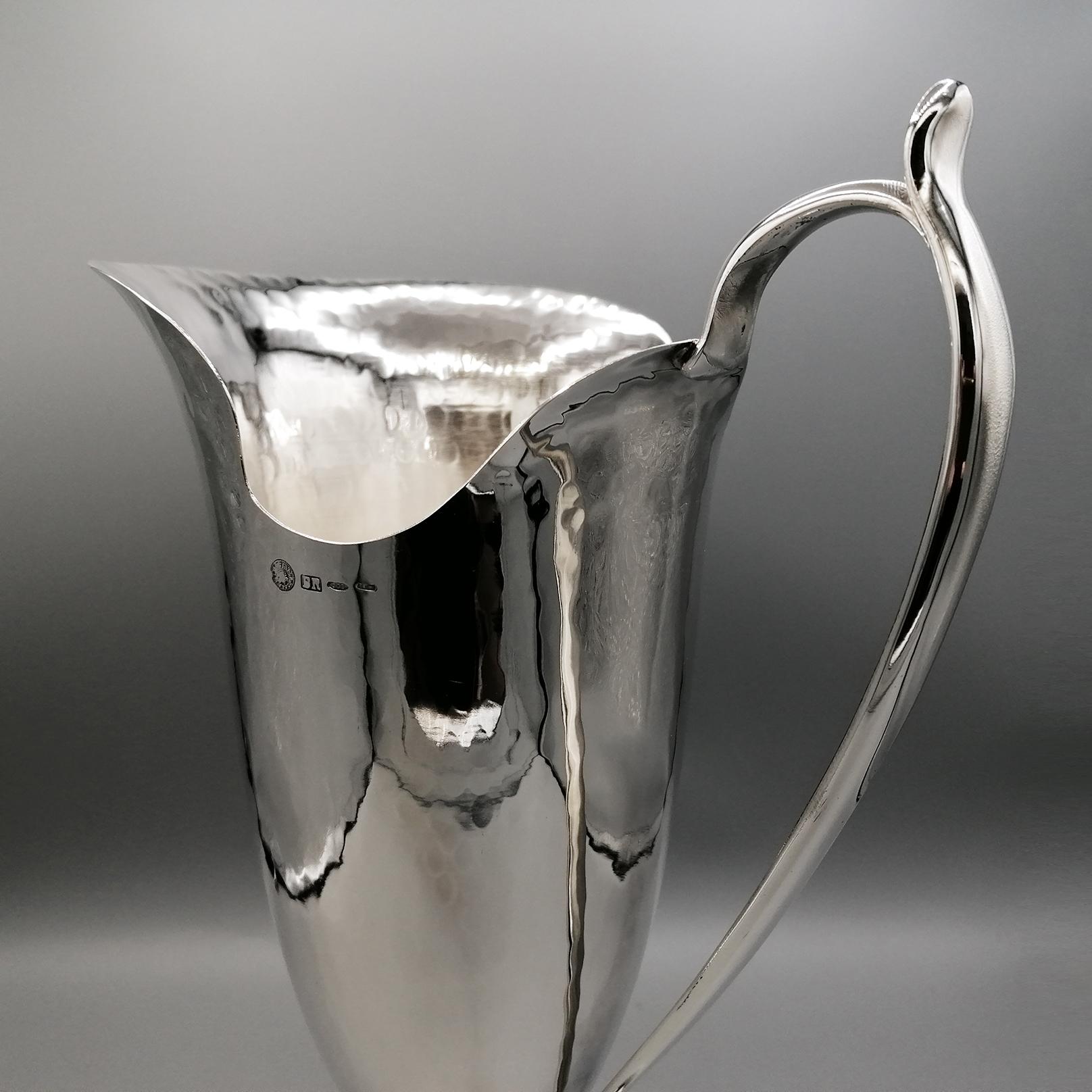 Late 20th Century 20th Century Italian Solid Silver Pitcher, Water Jug For Sale