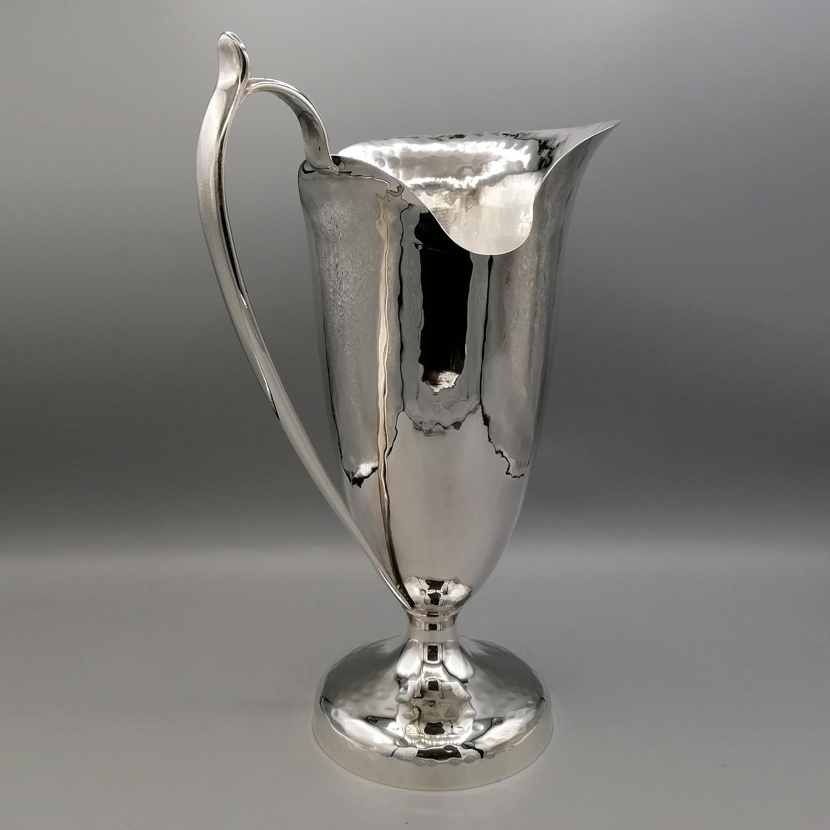 20th Century Italian Solid Silver Pitcher, Water Jug For Sale 2