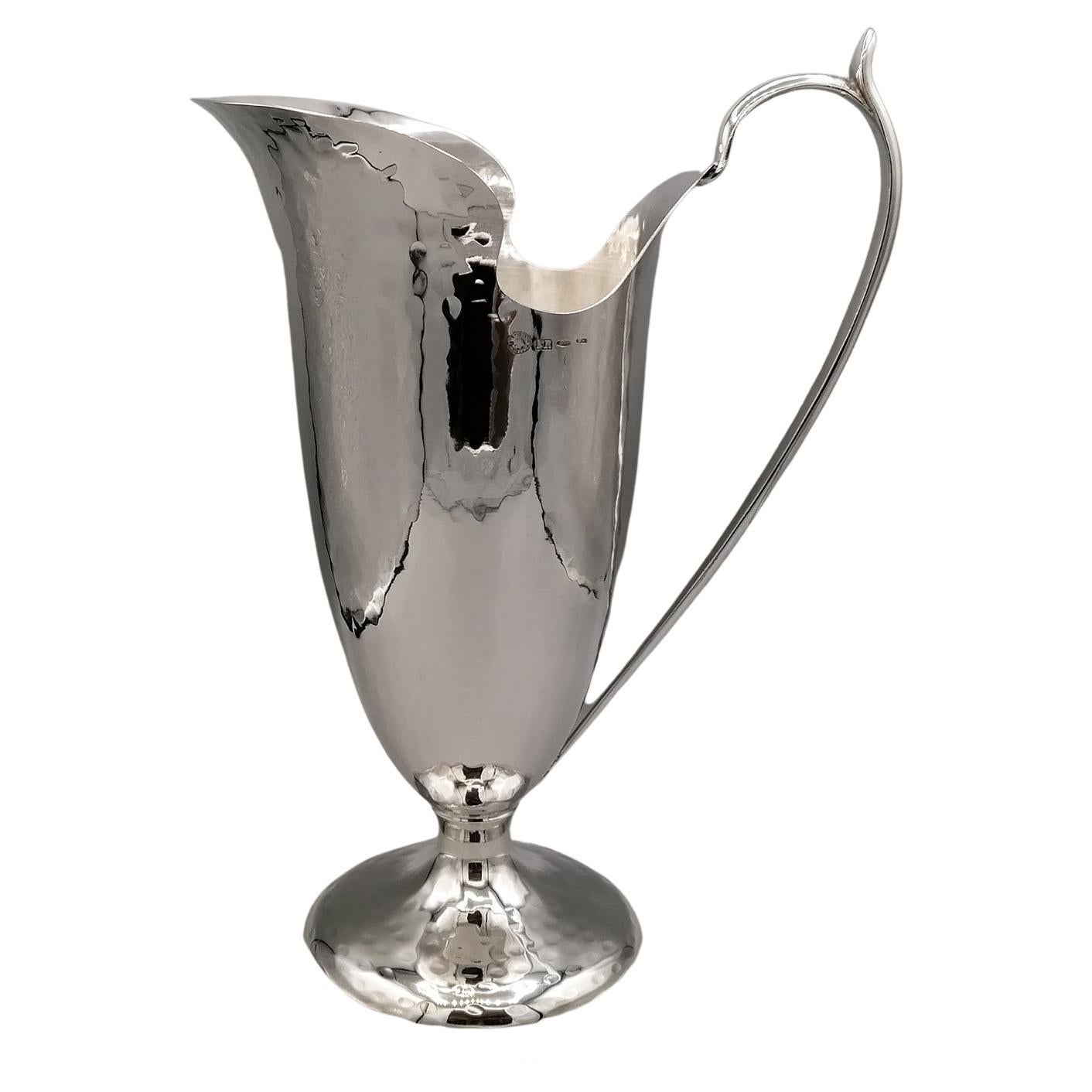 20th Century Italian Solid Silver Pitcher, Water Jug For Sale