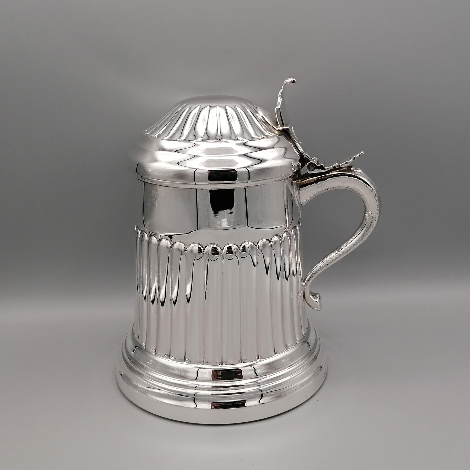 20th Century Italian Solid Silver Queen Ann Style Tankard For Sale 8