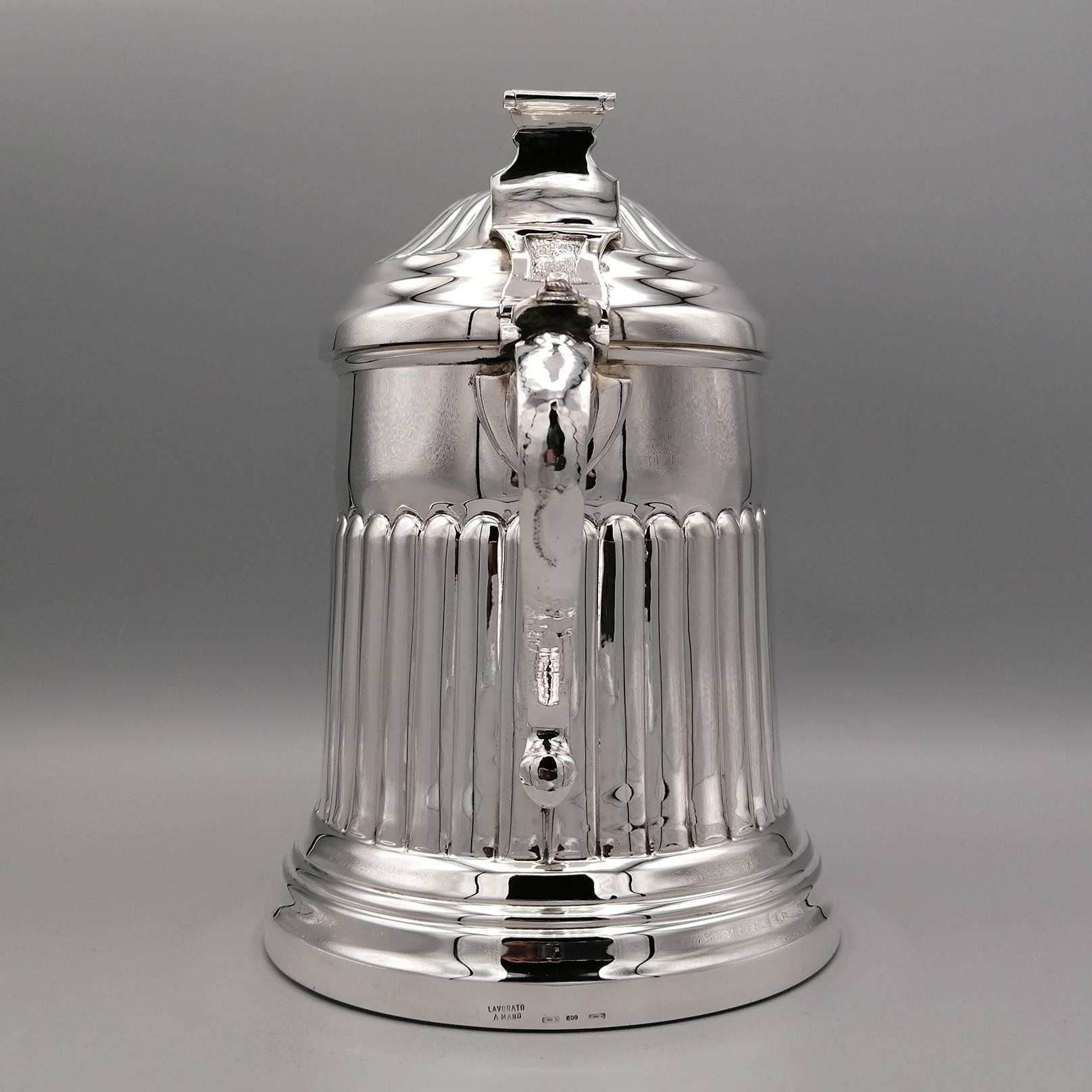 Jarra estilo Queen Anne de plata maciza italiana del siglo XX en Excelente estado para la venta en VALENZA, IT