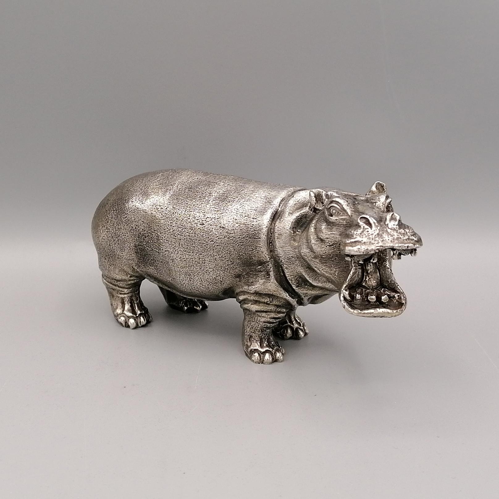 Other 20th Century Italian Solid Silver Sculpture Depicting Hippopotamus