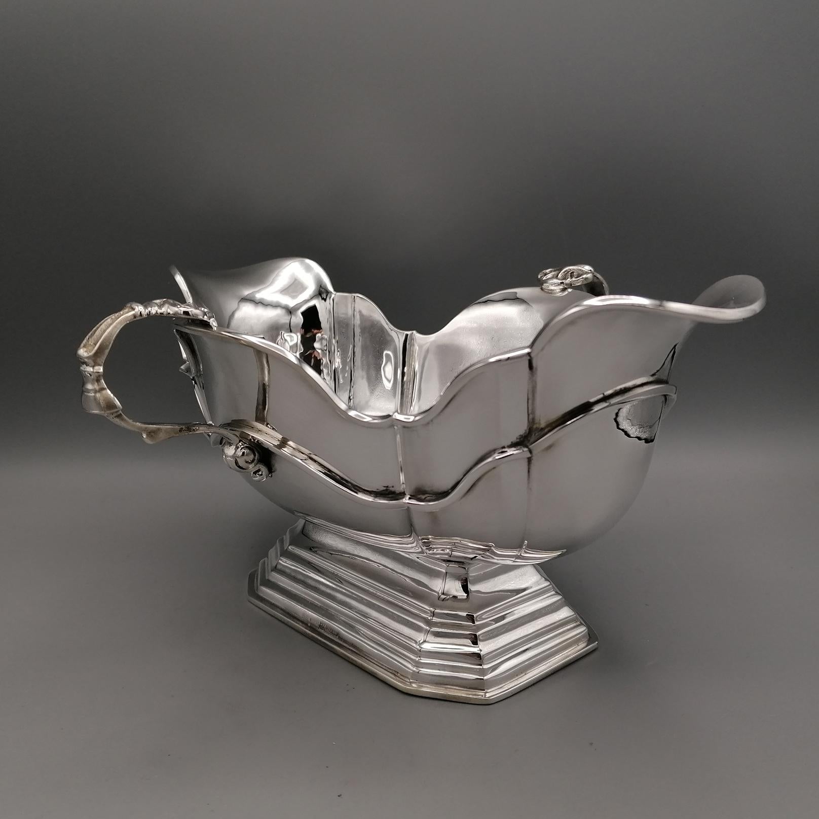 20th Century Italian Solid Silver Souce Boat  4