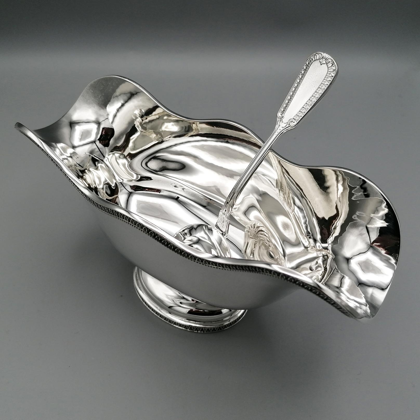 20th Century Italian Solid Silver Empire Style Souce Boat with Little Ladle For Sale 5