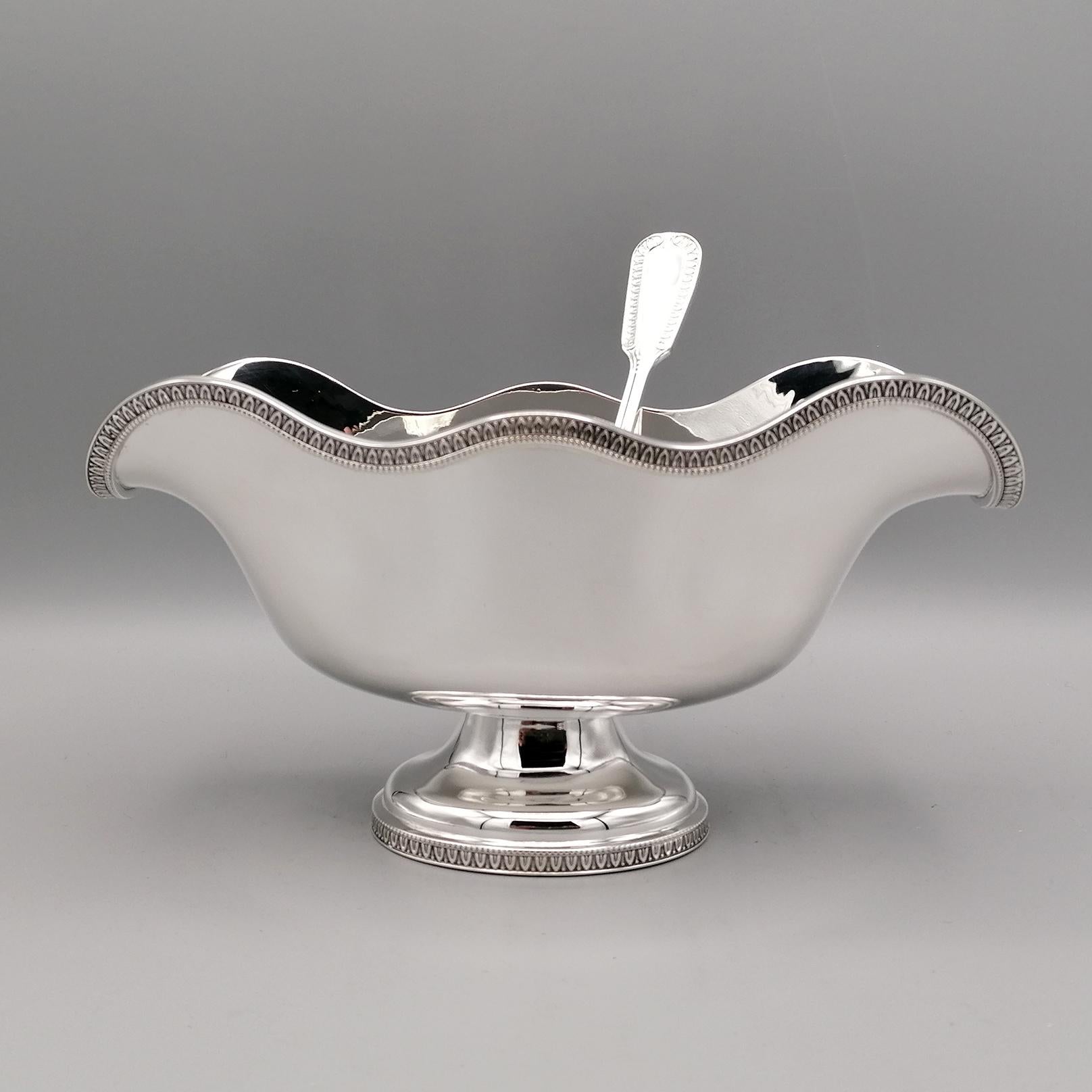 20th Century Italian Solid Silver Empire Style Souce Boat with Little Ladle For Sale 6