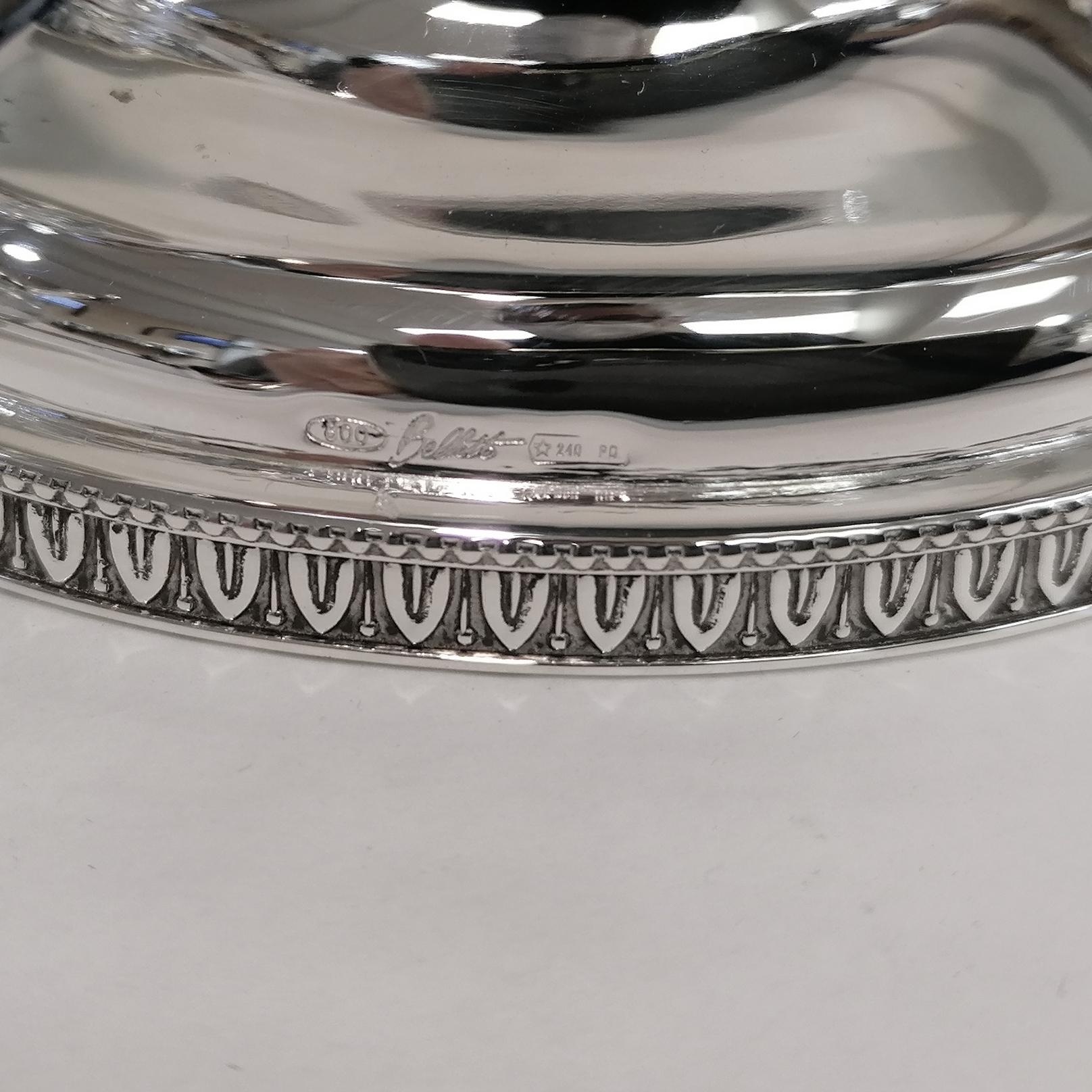 20th Century Italian Solid Silver Empire Style Souce Boat with Little Ladle For Sale 7