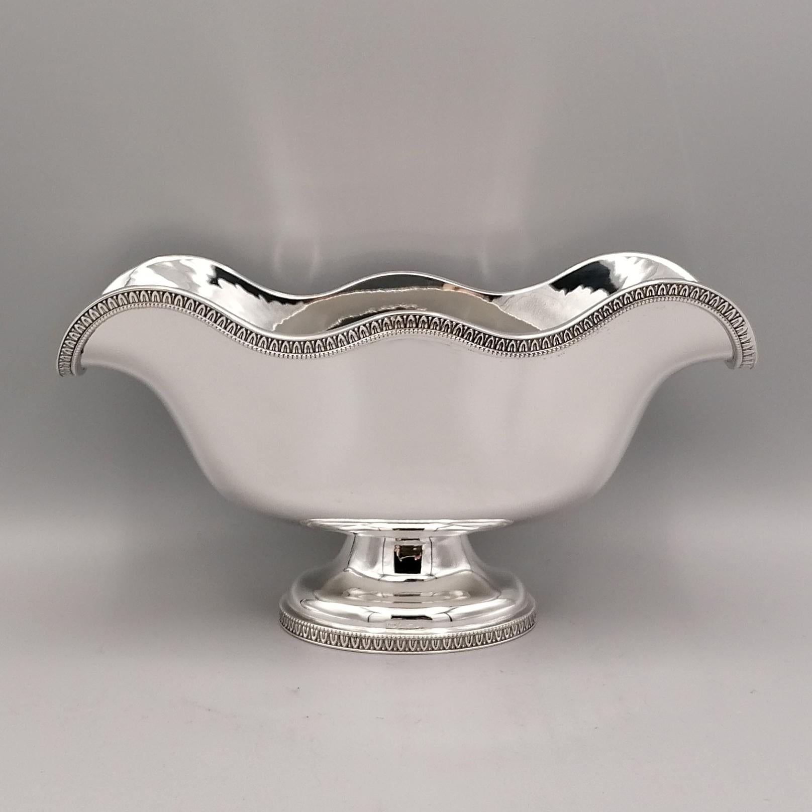 European 20th Century Italian Solid Silver Empire Style Souce Boat with Little Ladle For Sale