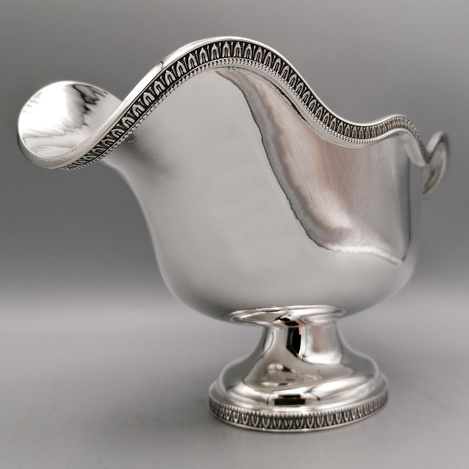 Hand-Crafted 20th Century Italian Solid Silver Empire Style Souce Boat with Little Ladle For Sale