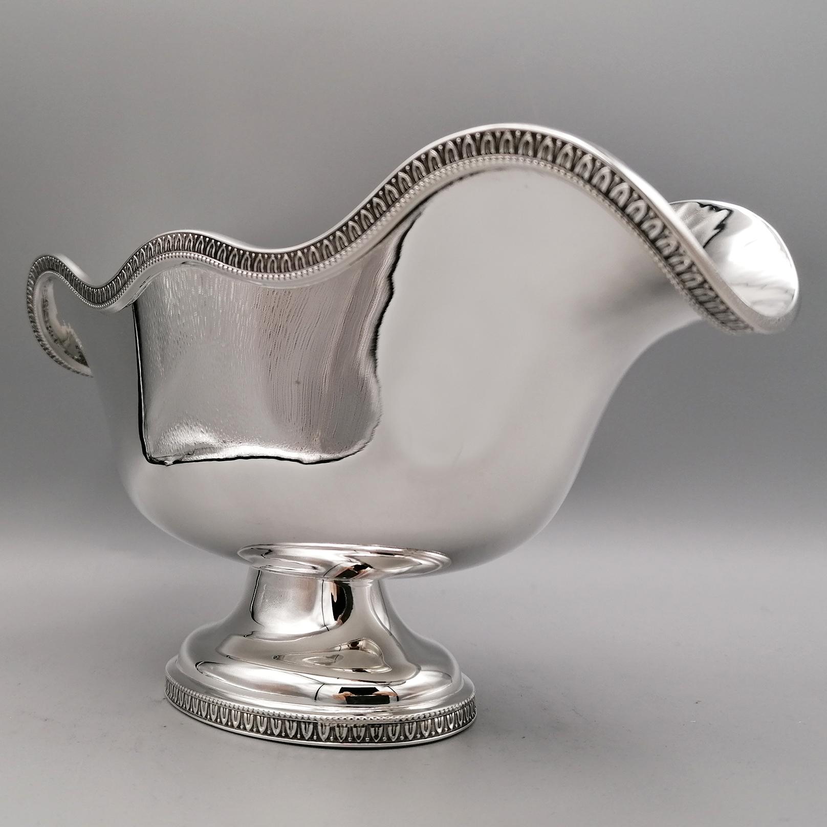 Late 20th Century 20th Century Italian Solid Silver Empire Style Souce Boat with Little Ladle For Sale