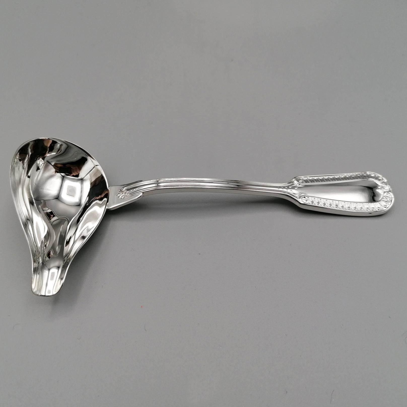 20th Century Italian Solid Silver Empire Style Souce Boat with Little Ladle For Sale 3