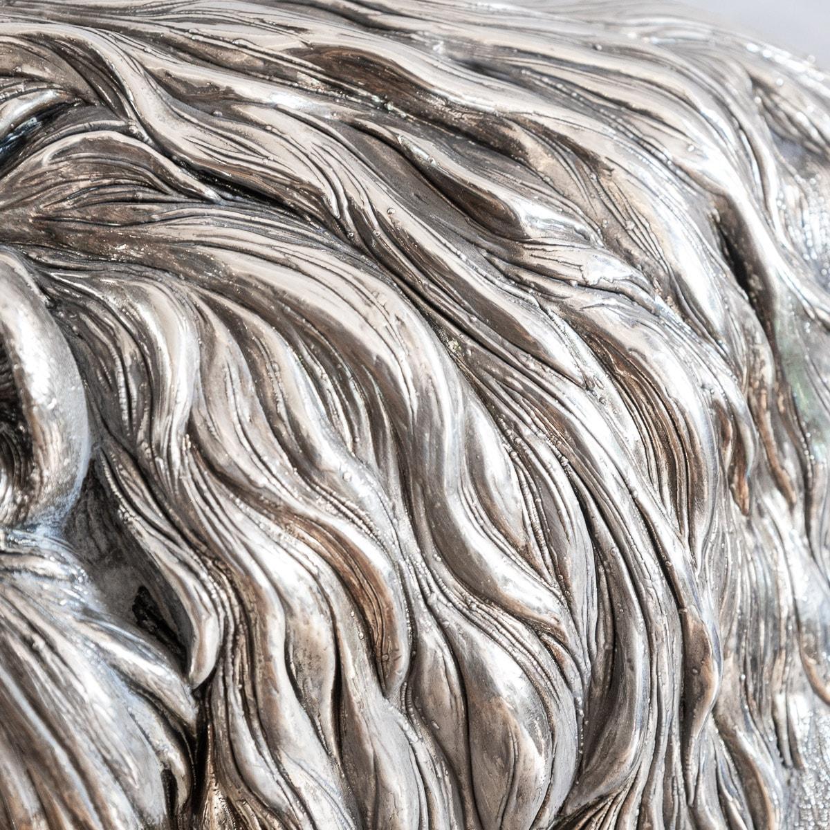 20th Century Italian Solid Silver Statue of a Lion on Marble Base, circa 1970 For Sale 10