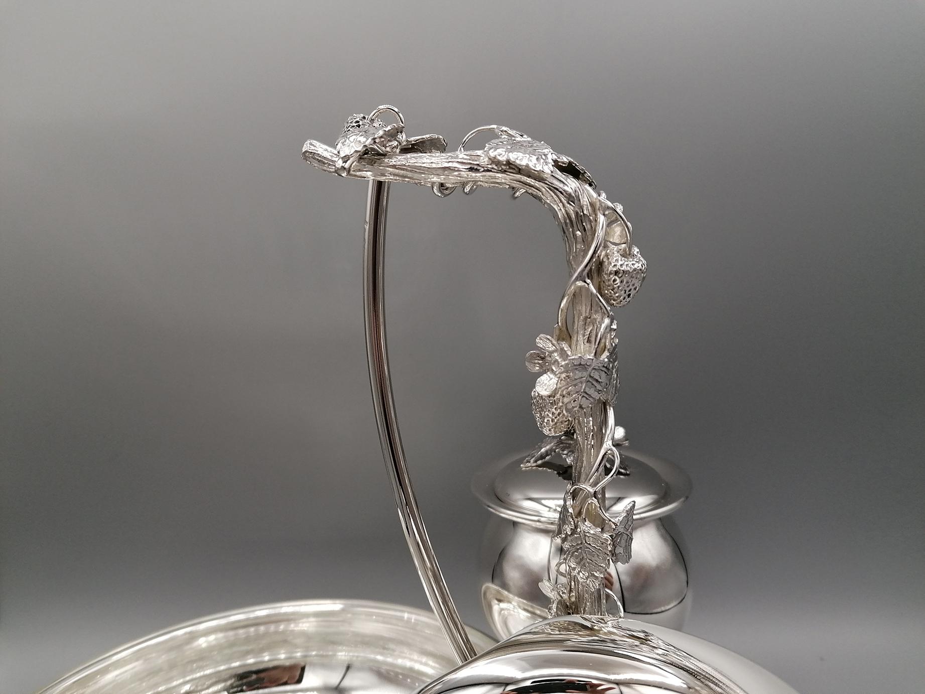 Fresero italiano del siglo XX de plata maciza con azucarero y jarra de limón en venta 2