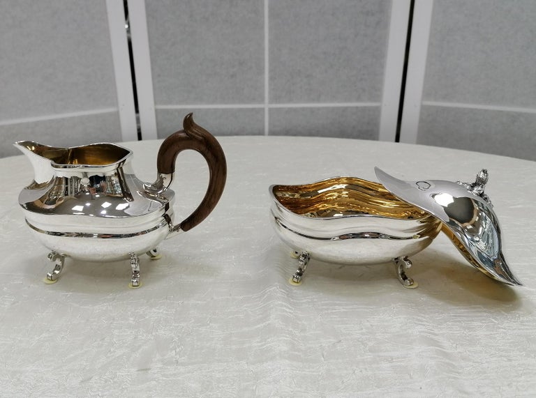 20th Century Italian Solid Silver Tea and Coffee Set with Matching Tray For Sale 4