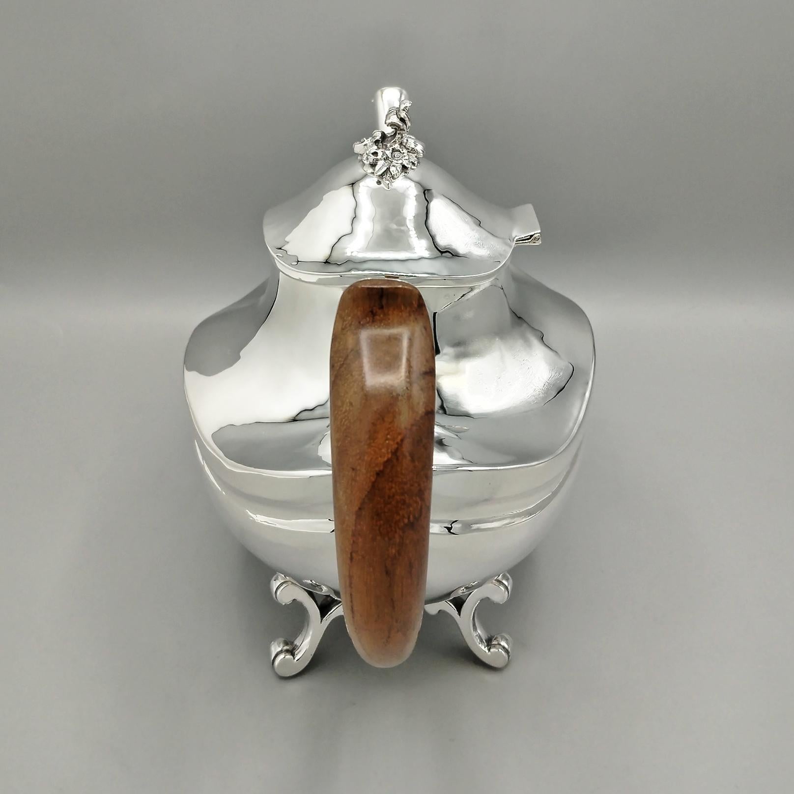 20th Century Italian Solid Silver Tea and Coffee Set with Matching Tray en venta 3