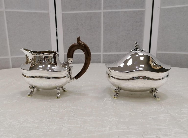 20th Century Italian Solid Silver Tea and Coffee Set with Matching Tray For Sale 5