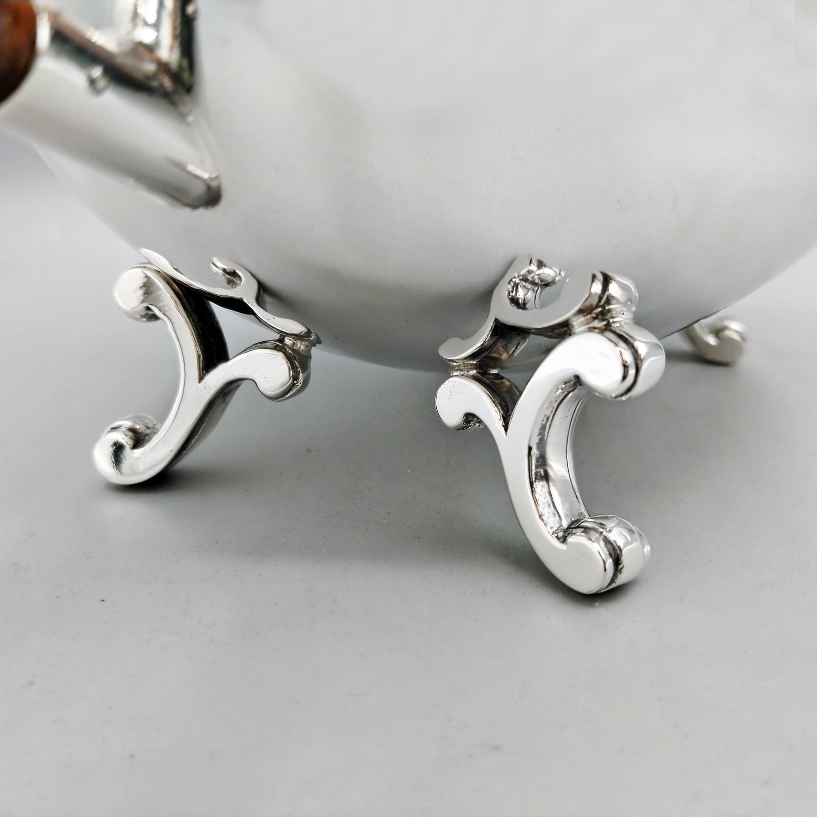 20th Century Italian Solid Silver Tea and Coffee Set with Matching Tray en venta 4