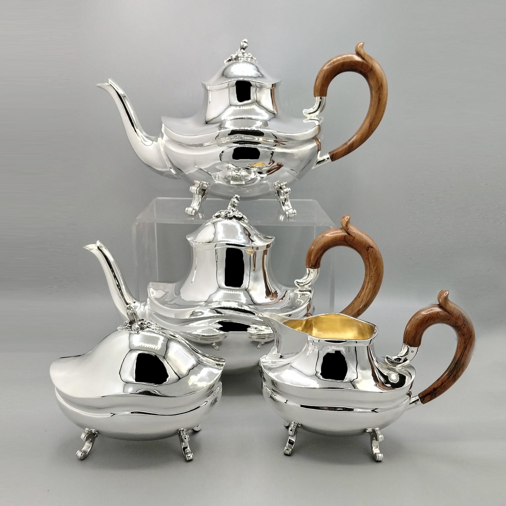 20th Century Italian Solid Silver Tea and Coffee Set with Matching Tray Otro en venta