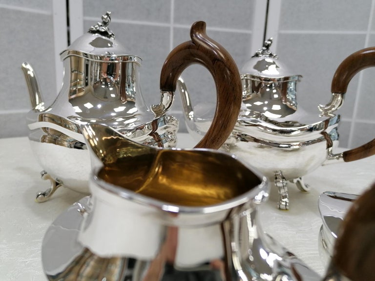 20th Century Italian Solid Silver Tea and Coffee Set with Matching Tray For Sale 8