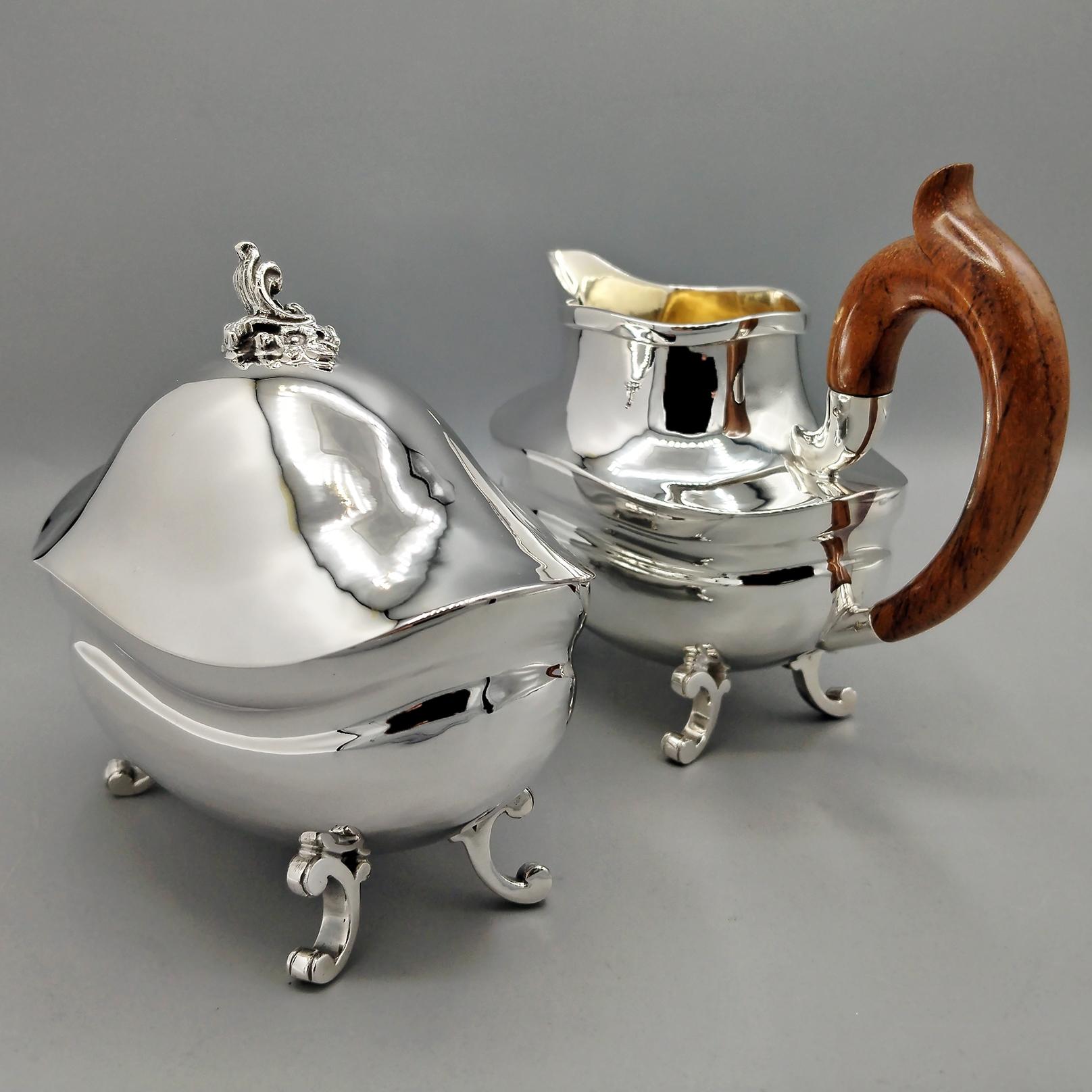 20th Century Italian Solid Silver Tea and Coffee Set with Matching Tray en venta 6