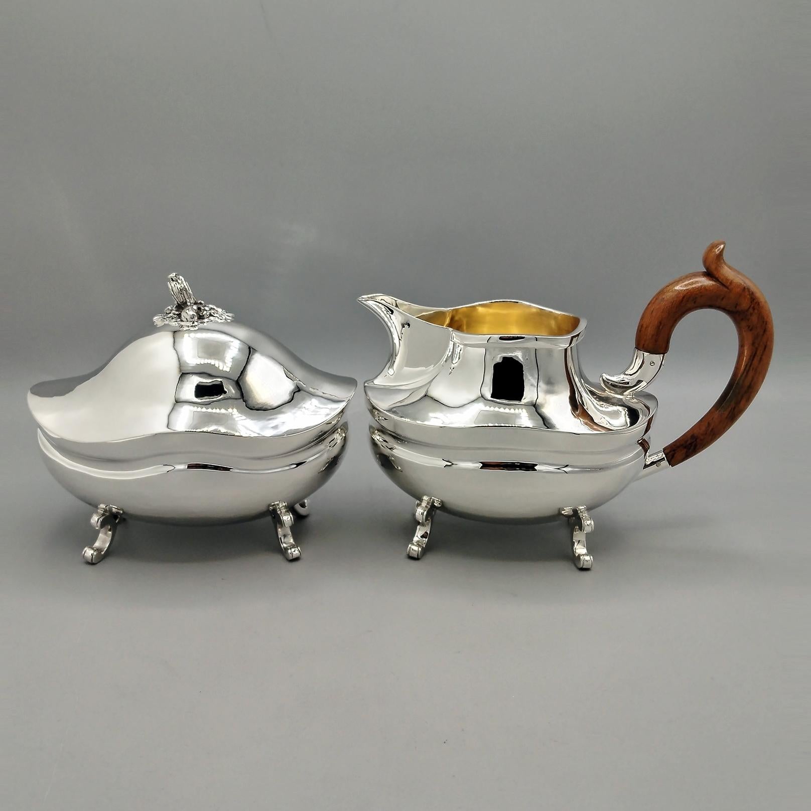 20th Century Italian Solid Silver Tea and Coffee Set with Matching Tray en venta 7