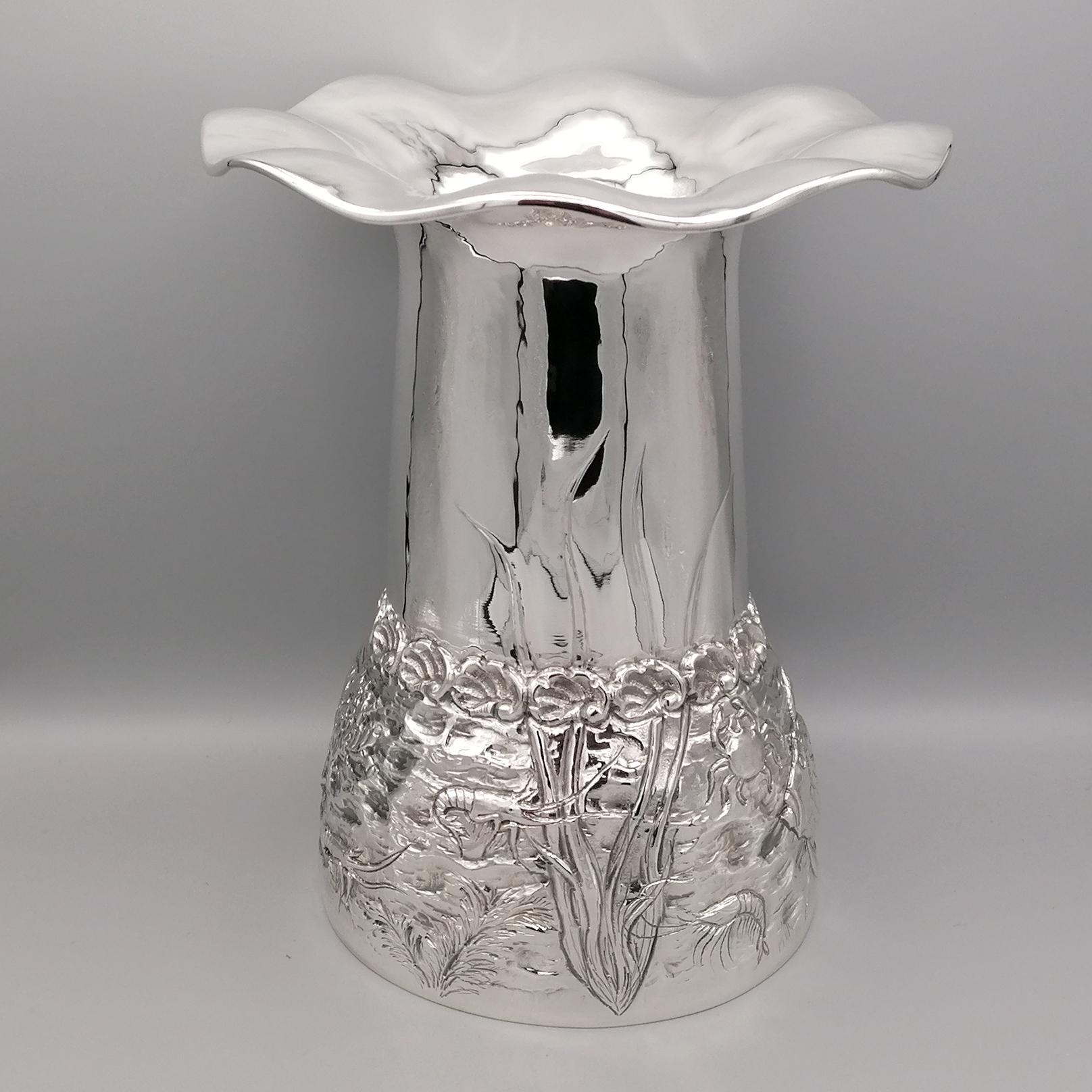 Italienische Vase aus massivem Silber des 20. Jahrhunderts „Sea“ im Angebot 7