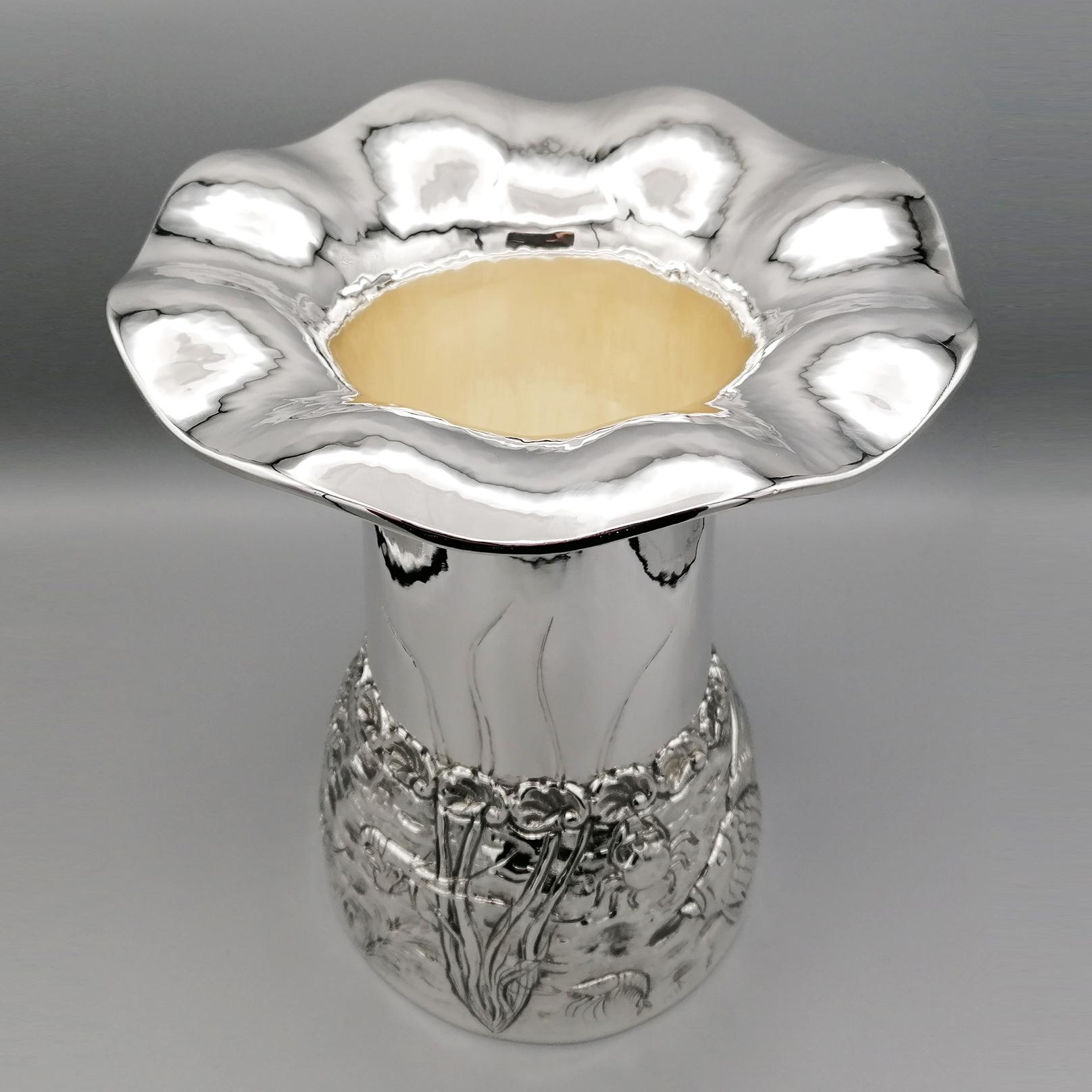 Other 20th Century Italian Solid Silver Vase 