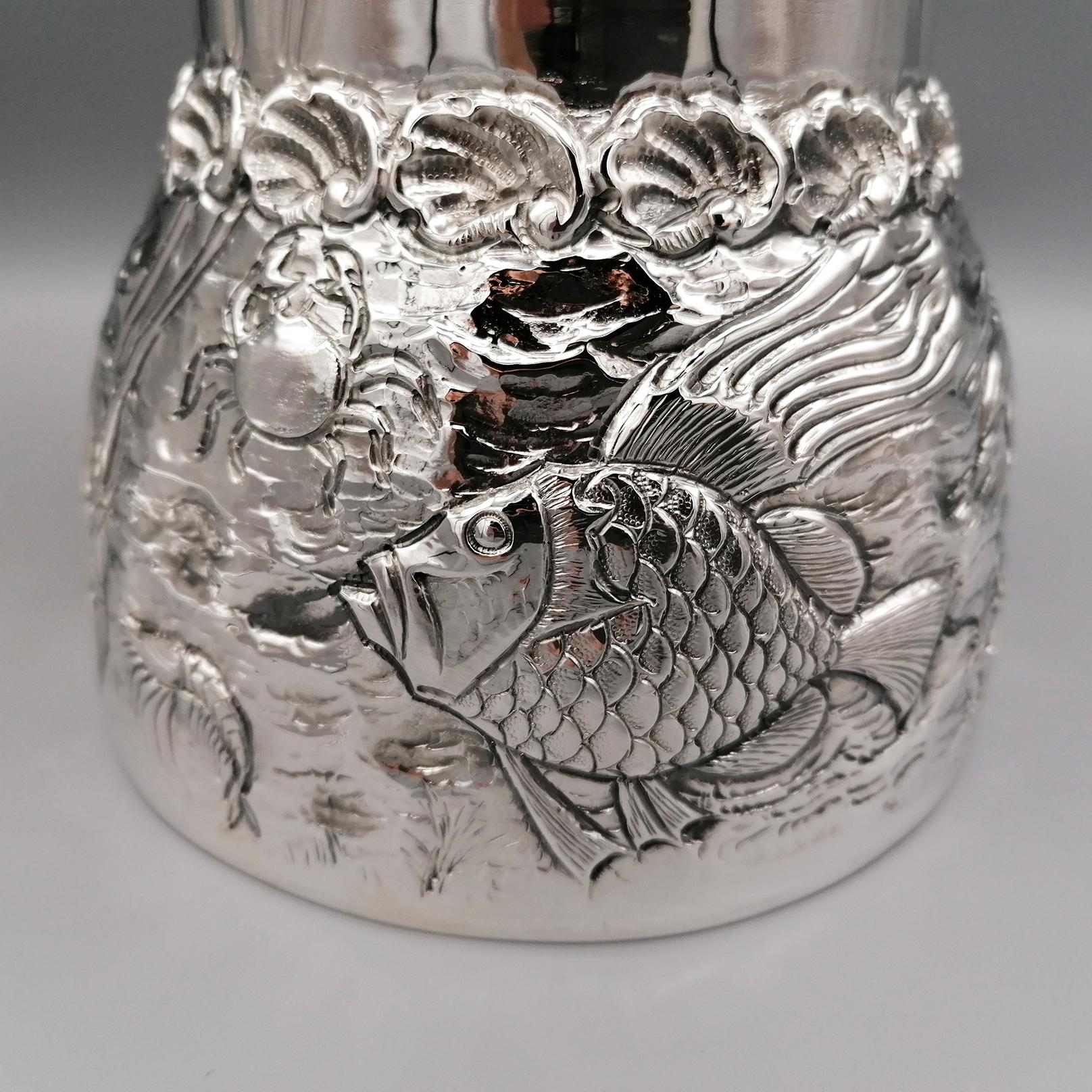 Italienische Vase aus massivem Silber des 20. Jahrhunderts „Sea“ im Zustand „Hervorragend“ im Angebot in VALENZA, IT