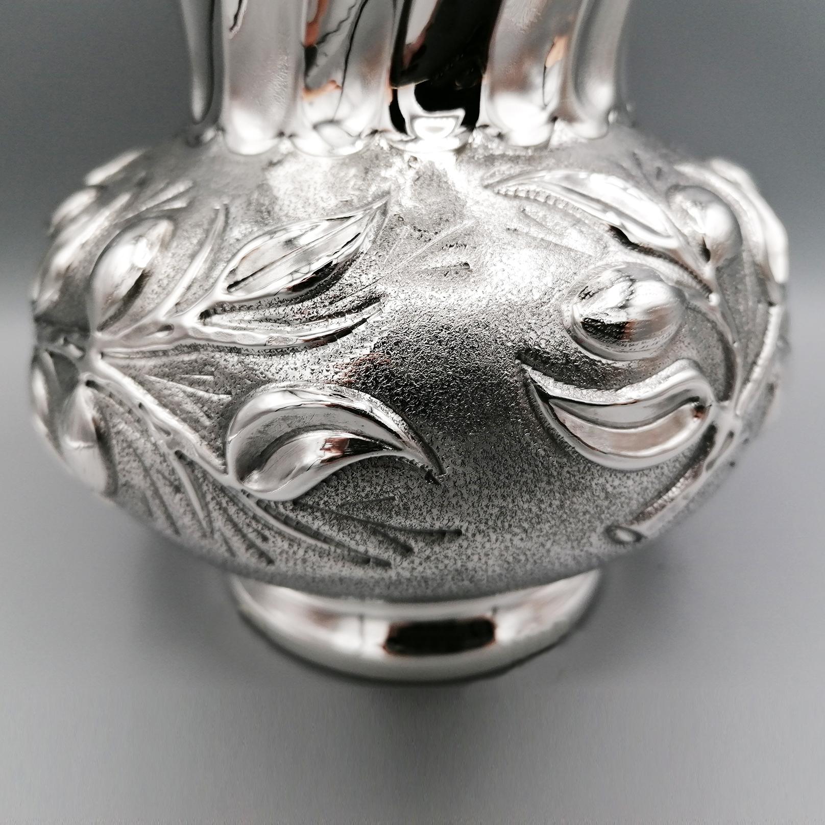 Italienische Vase aus massivem Silber des 20. Jahrhunderts mit Schale im Angebot 5