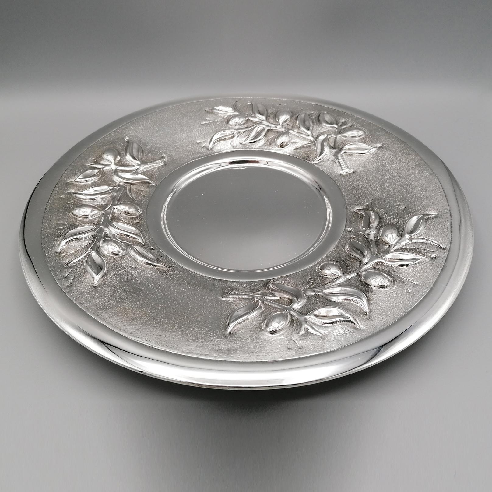 20th Century Italian Solid Silver Vase with Dish For Sale 1