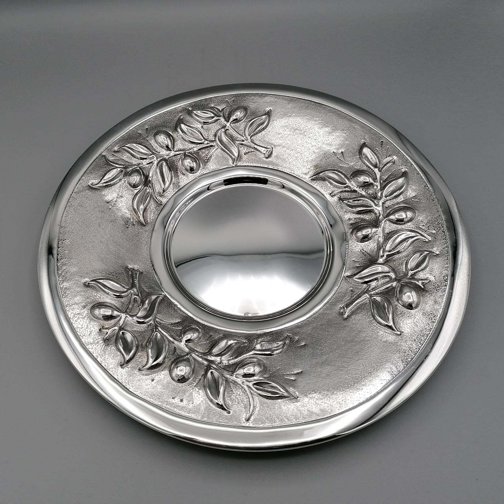 20th Century Italian Solid Silver Vase with Dish For Sale 3