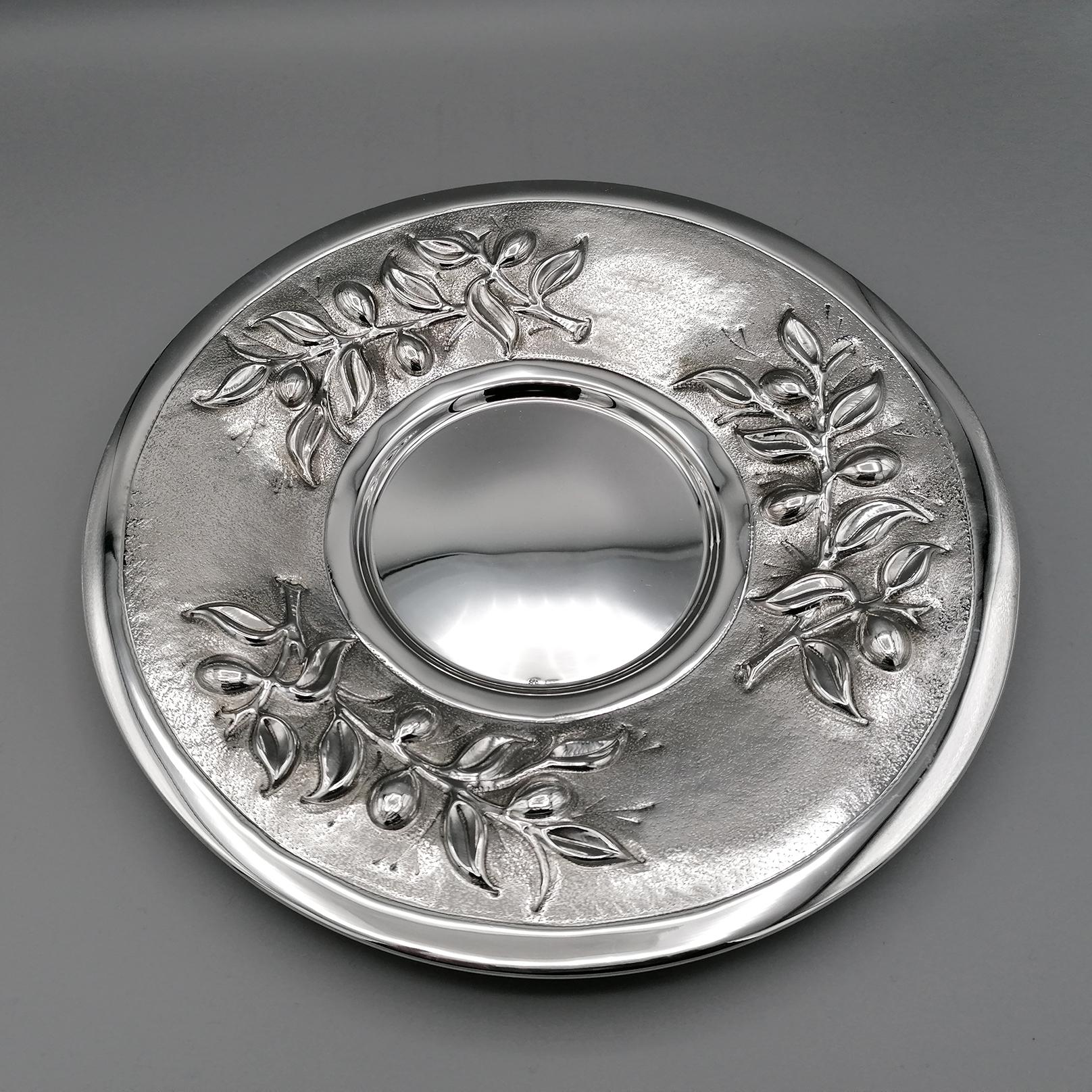Argento Vaso con piatto in argento massiccio del XX secolo in vendita
