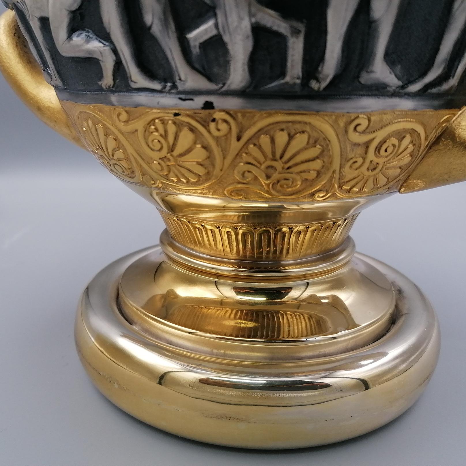 20th Century Italian Solid Silver Vase with Handles in the Etruscan Style For Sale 6