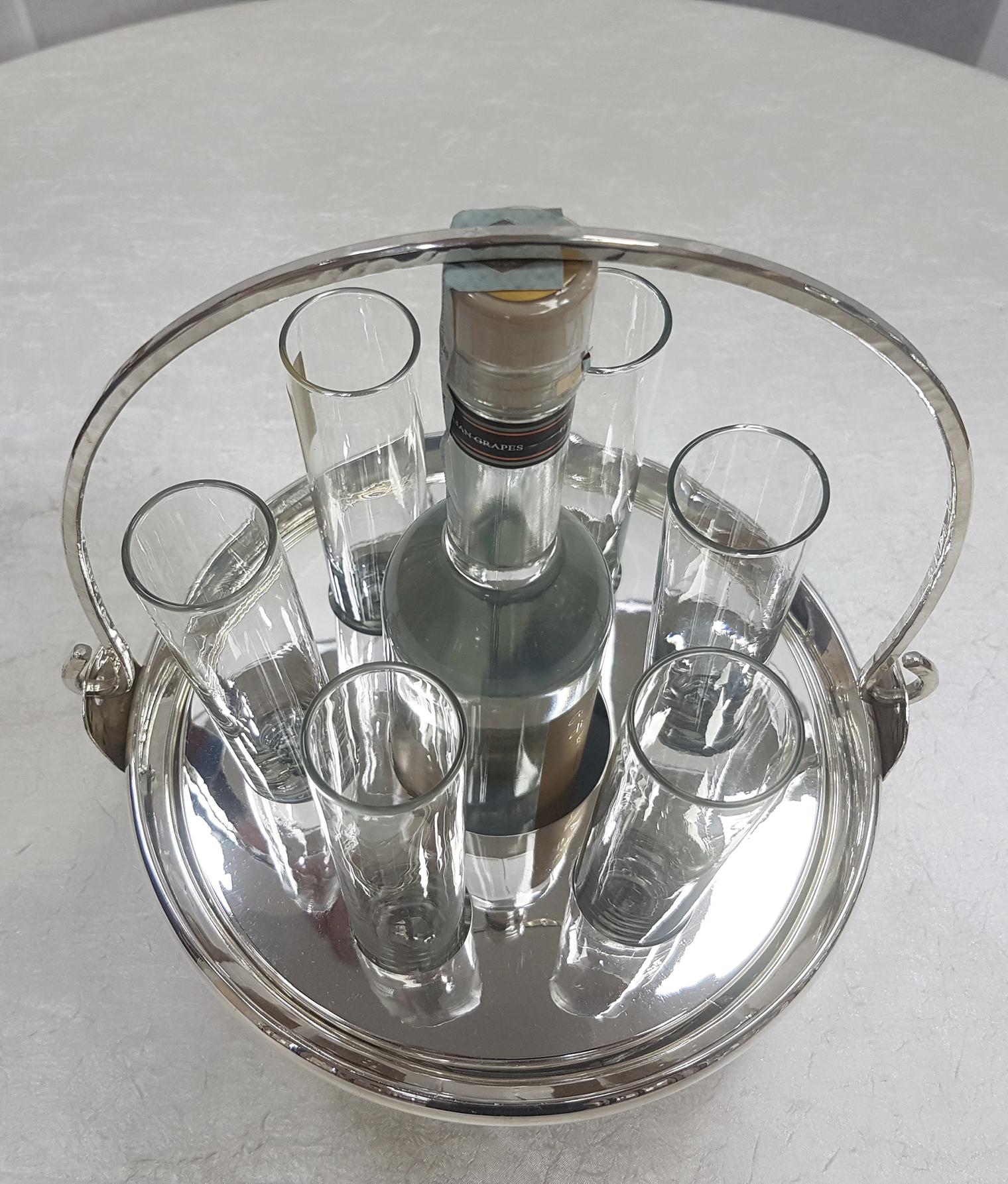 20th Century Italian Solid Silver Vodka Bucket with Handle For Sale 4