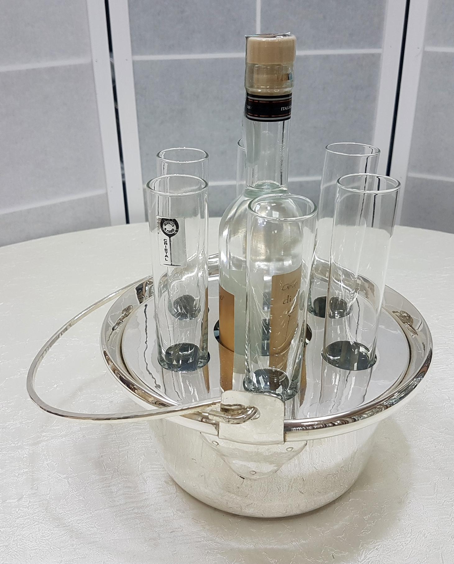 Cubo de vodka de plata maciza italiana del siglo XX con asa finales del siglo XX en venta