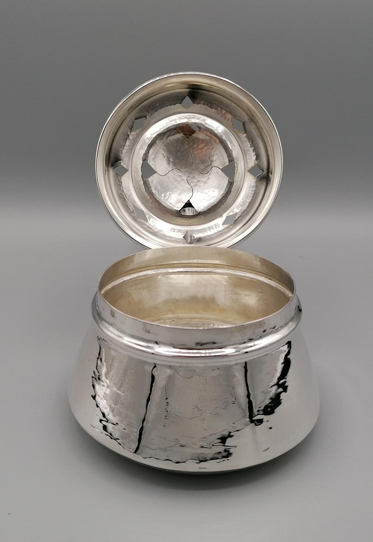 20th Century Italian Solid Silver Warmer with Wooden Handle For Sale 5