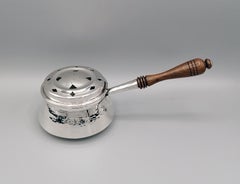 20th Century Italian Solid Silver Warmer with Wooden Handle