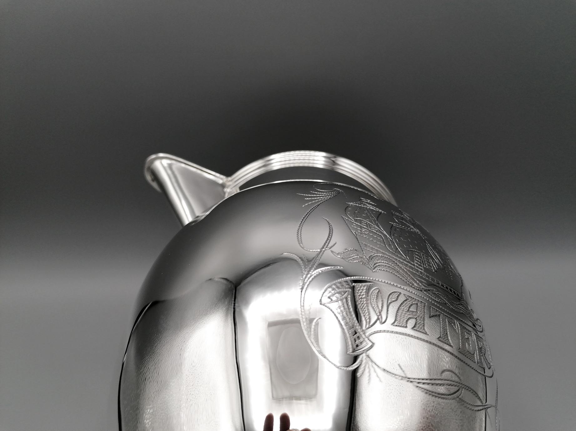 20th Century Italian Solid Silver Water Jug For Sale 5