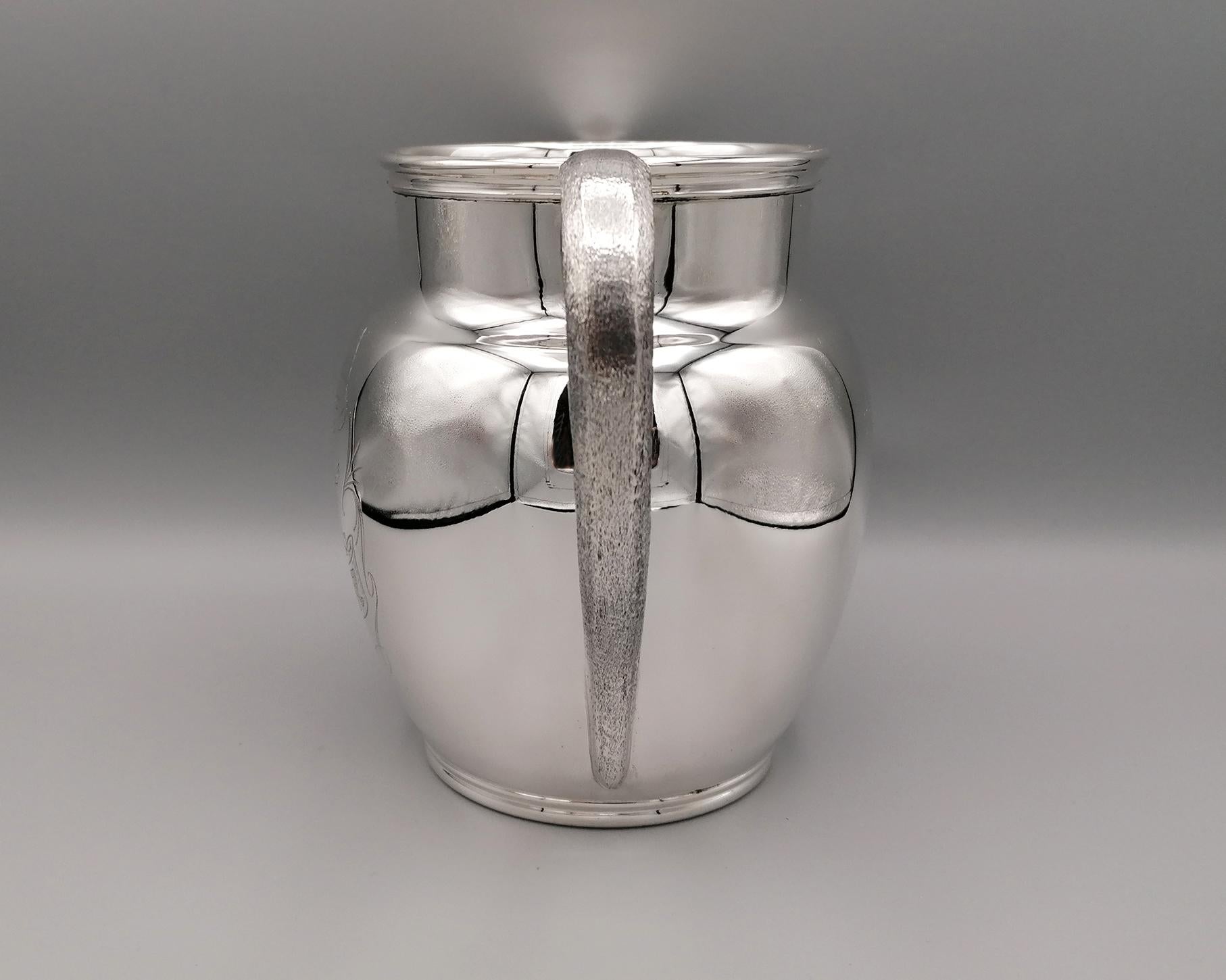 20th Century Italian Solid Silver Water Jug For Sale 7