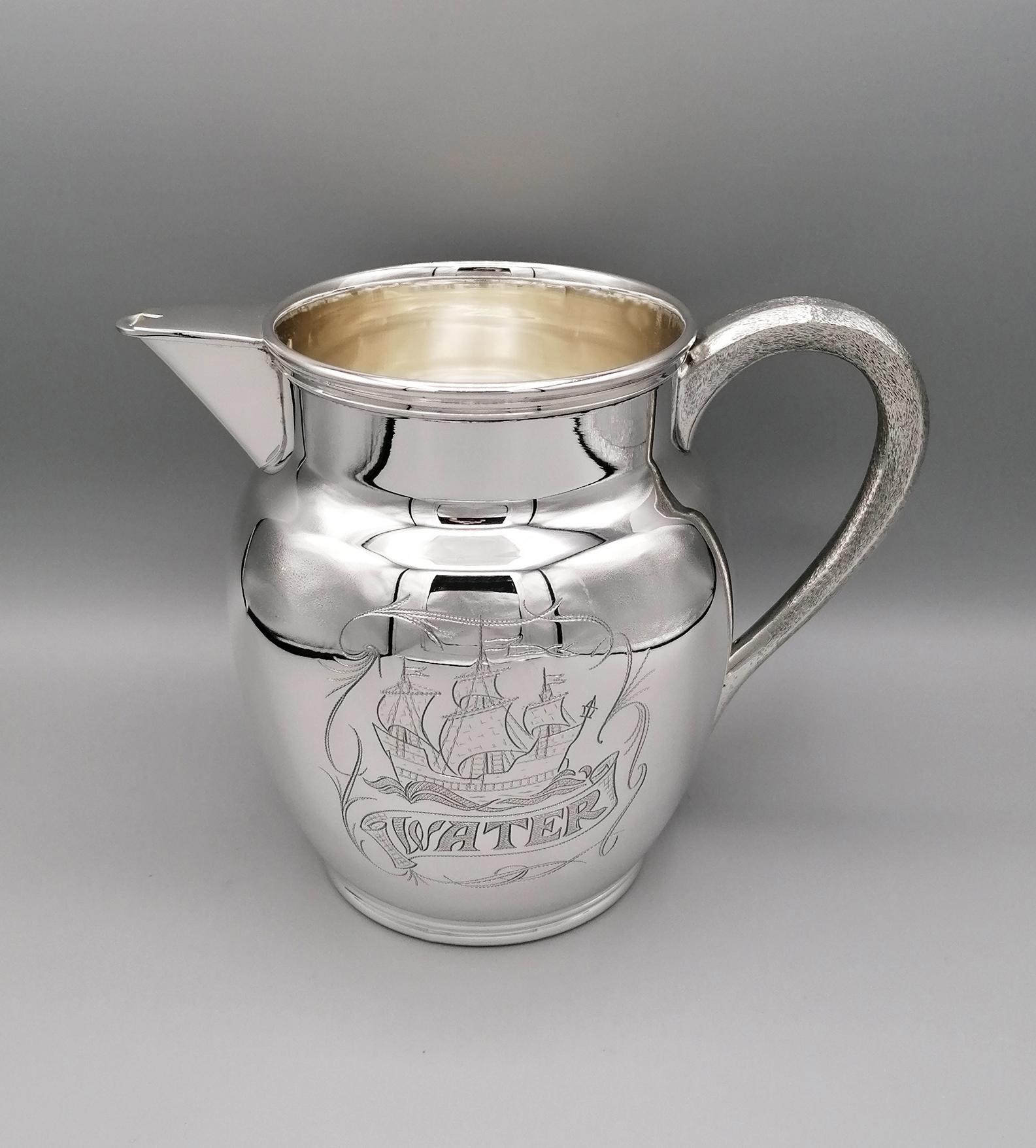 20th Century Italian Solid Silver Water Jug For Sale 7